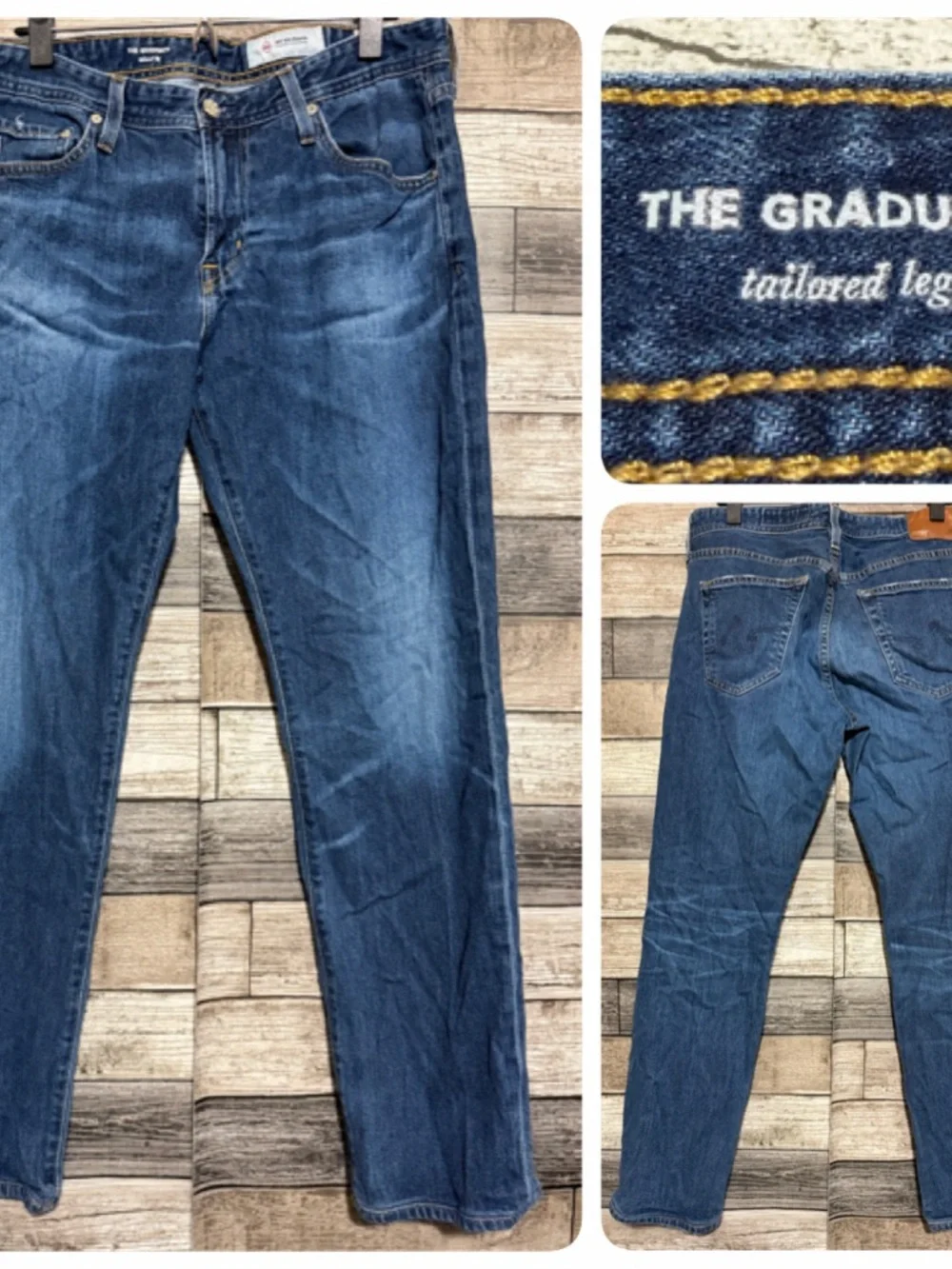 AG The Graduate Tailored Leg Jeans 32R Blue (Inseam 29.5) Cotton Lyocell Blend